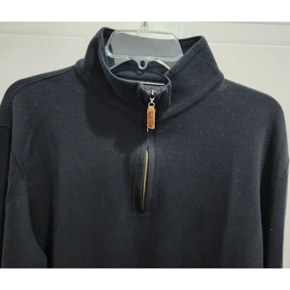 Banana Republic Black 1/4 Zip Pull Over‎ Long Sleeve Sweater Size XL 94% Cotton